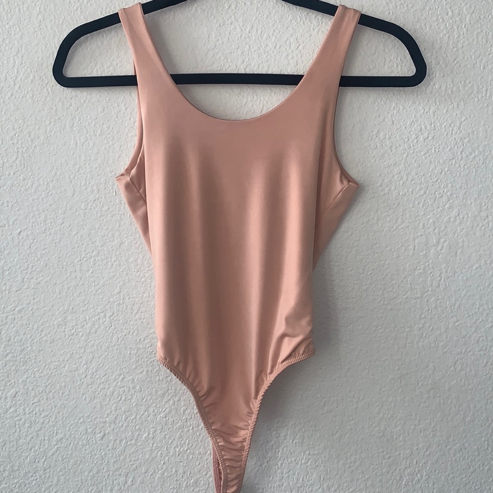 Dotted - Nude Thong Bodysuit - Size Medium